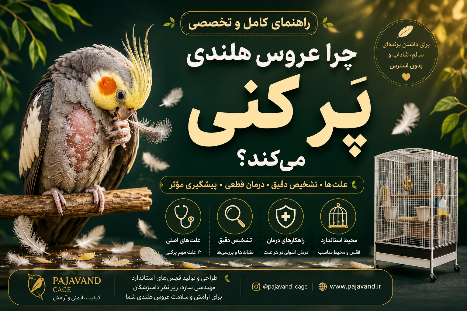 چرا عروس هلندی پرهایش را می‌کند؟ بررسی کامل علت پرکنی، درمان و راه‌های جلوگیری