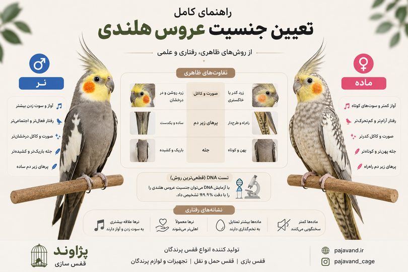 تعیین جنسیت عروس هلندی؛ کاملترین راهنمای تشخیص نر و ماده از روی ظاهر، رفتار و DNA ا