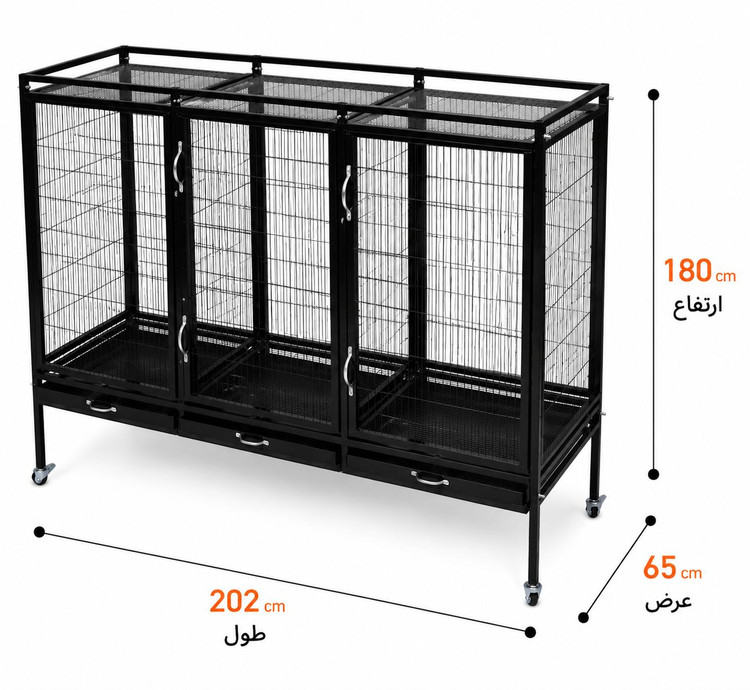 قفس پران سایز ۳ سهتکه درب کشویی پژاوند